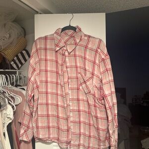 Pink plaid button down